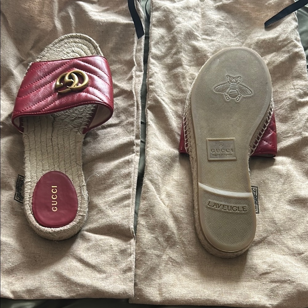 Gucci Red Sandals Espadrilles size 40 . Just like new .